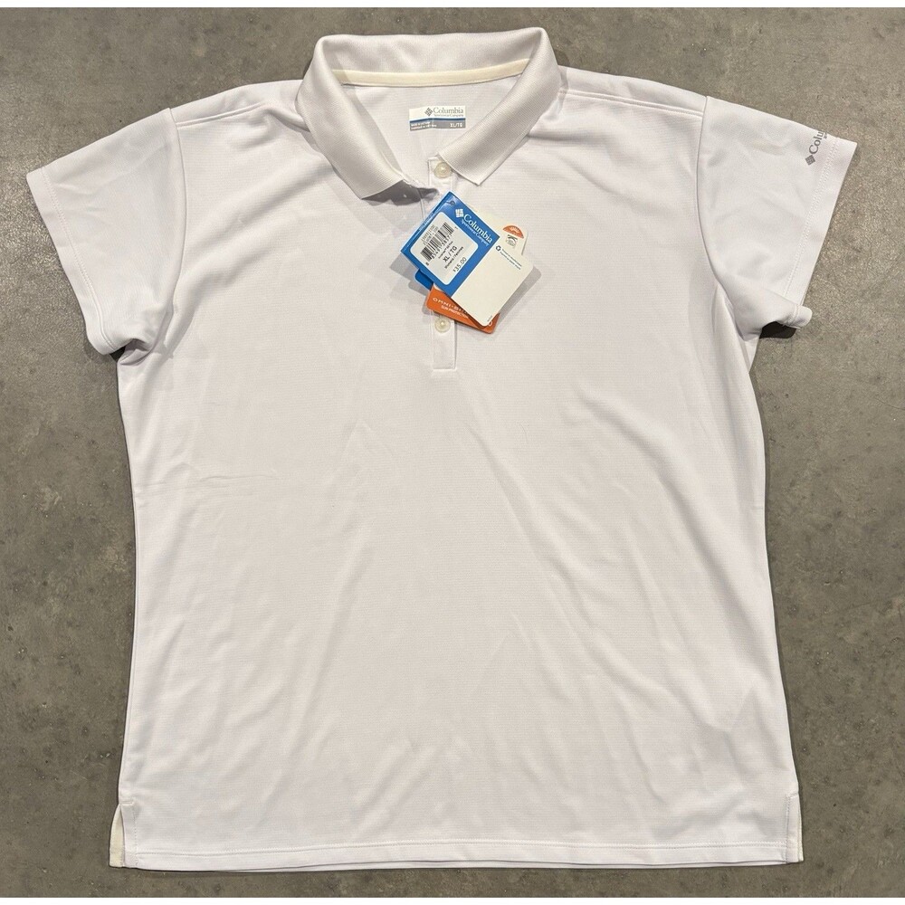 NWT Columbia White PFG Innisfree Short Sleeve Polo Shirt UPF 50 Womens XL